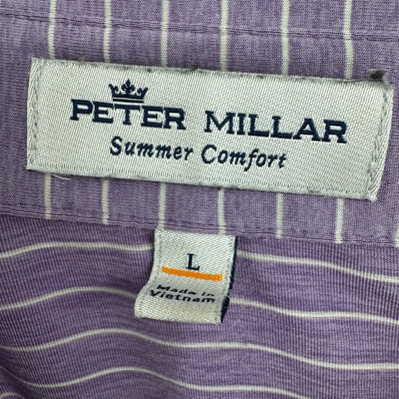 Peter Millar Summer Comfort Golf Polo Shirt Mens Large Striped Performance - Picture 5 of 9